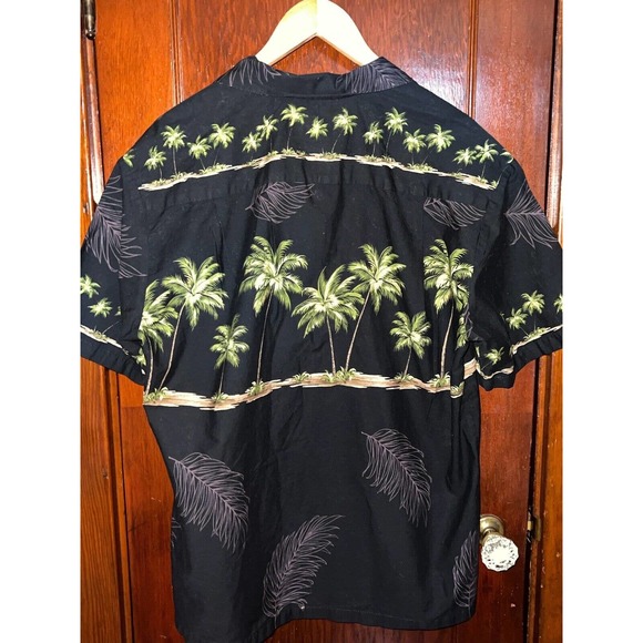 KY'S SHIRT BLACK PALM TREE S/S COTTON HAWAIIAN ALOHA MADE IN HAWAII USA LARGE L - Picture 3 of 4